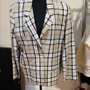 Essentials Checkered Blazer - Black, White, Tan